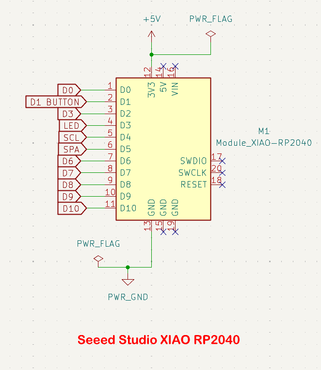 Seeed Studio RP2040 with connections on pins